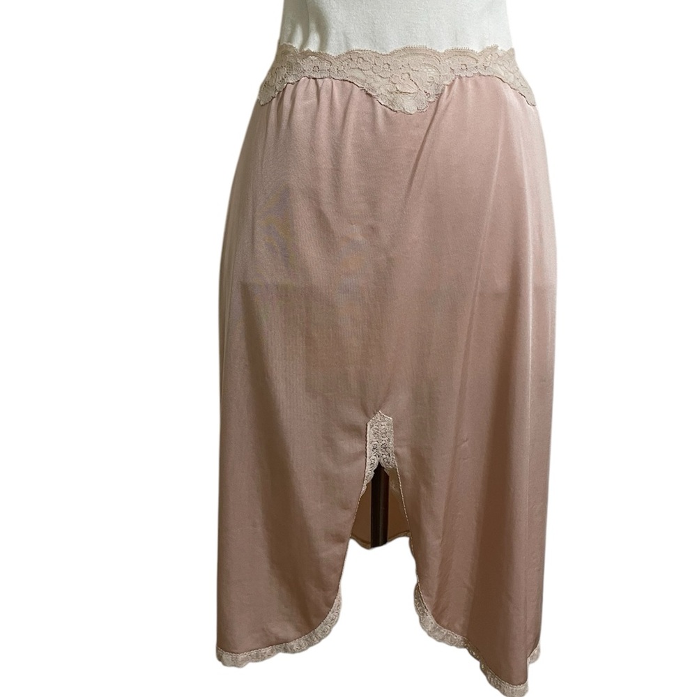 Vintage SHADOWLINE Mauve Pink Cream Lace Trim Half Slip Skirt Small